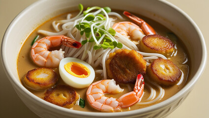 a steaming hot Singapore laksa