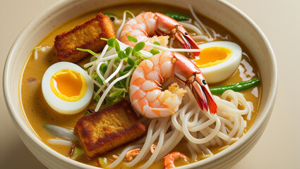 a steaming hot Singapore laksa