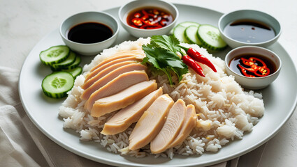 Hainanese Chicken Rice Singapore on plate