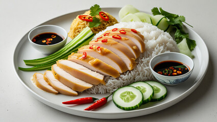 Hainanese Chicken Rice Singapore on plate