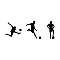 soccer player silhouette vector illustration set