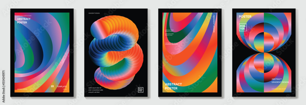 Aufkleber bifrost rainbow bridge gradient poster background vector set. cover template with vibrant perspectiv