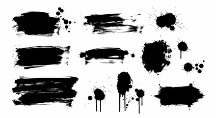 Black ink brush strokes set is great for adding dramatic flair to designs