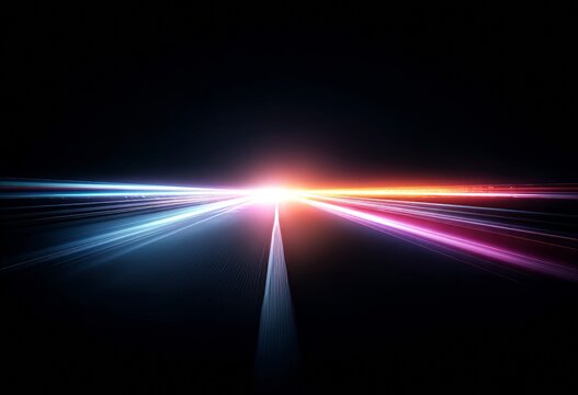 A meandering, kaleidoscopic highway stretches across a shadowy, dreamlike terrain