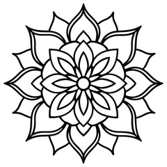 Intricate Mandala Line Art A Detailed Floral Design