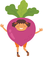 Kid Wearing Radish Costume

