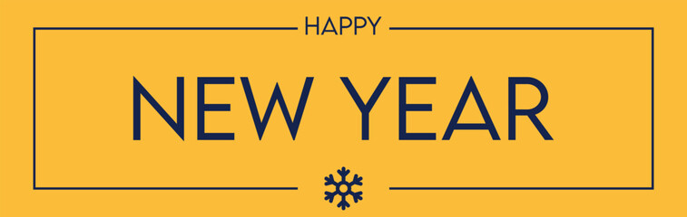 Happy new year yellow banner with typography
