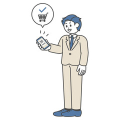 バーコード決済をするビジネス男性