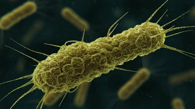 Microbiology Exploration of Bacteria in a Laboratory Under a Microscope at 10x Magnification