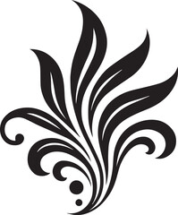 Flourish design displays an elegant decorative element in black against a clean white backdrop for artistic use.