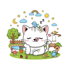 Obraz premium Cute Cat Icon Very Cool Design