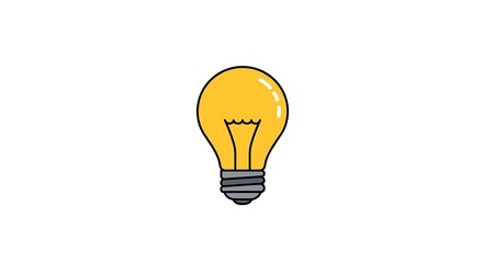 Cartoon Lightbulb Illustration on White Background