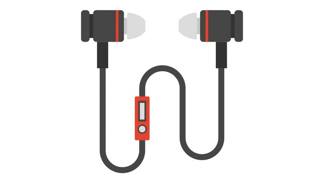 Hands Free Authentication for Virtual Assistants animation, Piston Shape wired Headphone animated video, Wearable technology Clip, Personal Internet of Things footage, tech togs motion graphics