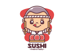 cute cartoon mascot design with sushi