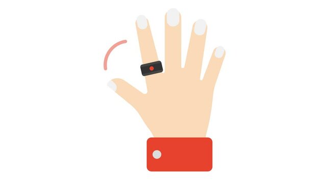 Tiny Ring for fitness tracking and Contactless payment Concept, Gesture control handheld ai device animated video, Wearable technology Clip Personal Internet of Things footage tech togs motion graphic