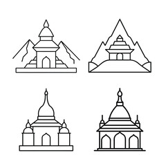 line art temple bundle design 