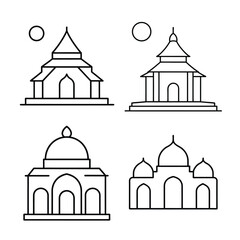 line art temple bundle design 