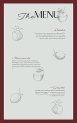 Hand Drawn Menu Template with Coconut Illustration Tropical and Elegant Design