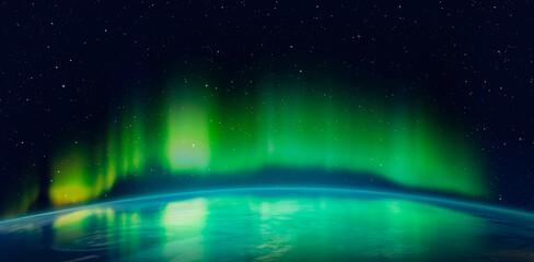 Northern lights aurora borealis over the planet Earth "Elements of this image furnished by NASA"