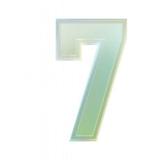 3d rendering number three 7 glass transparent gradient green yellow numeral