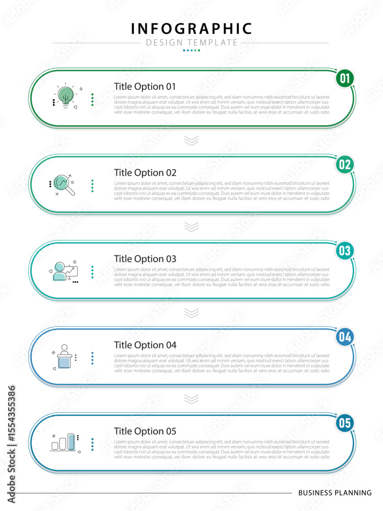 Poster timeline infographic template. 5 step timeline journey, calendar flat simple infographics design tem