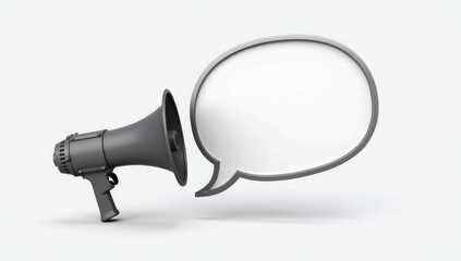 Isolated 3D megaphone icon on a white background, symbolizing loud communication and announcements