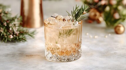 Festive cocktail in a crystal glass