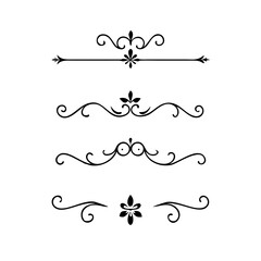 Decorative simple divider. Text dividers retro minimal line separators,  Vector isolated geometric wedding card heart separator elements set. Text dividers. . Hand drawn vector illustration. 
