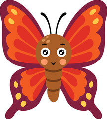 Cute Little Cartoon Butterfly Spreads Its Wings