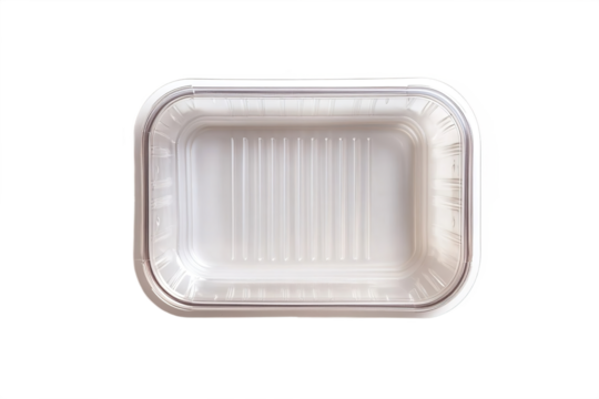 Top view of disposable clamshell container isolated on transparent background