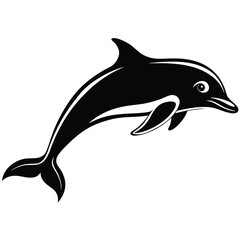 Blue vector dolphin isolated on a white background, a marine animal illustration