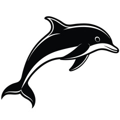 Blue vector dolphin isolated on a white background, a marine animal illustration