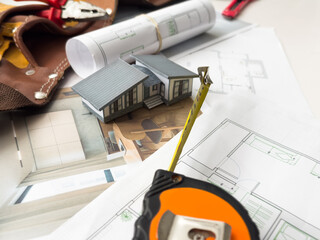 building house - project for construction industry background