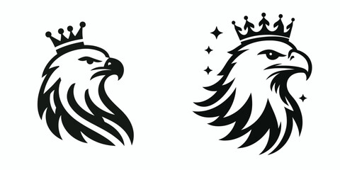 A Eagle Wear Princess Crown. Cartoon Animal Clipart Silhouette Vector Illustration Line Art Illustration. Bird adorned with royal headpiece sovereign avian decoration.