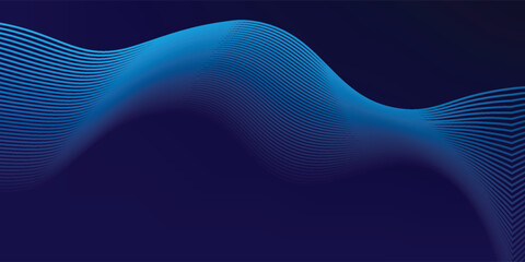 Abstract glowing wave lines on dark blue background. Dynamic wave pattern. Modern flowing wavy lines. Futuristic technology concept.