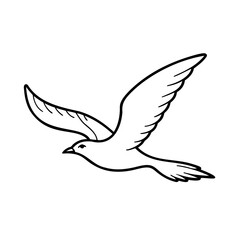 Fototapeta premium Line art of a flying dove with outstretched wings on background bird