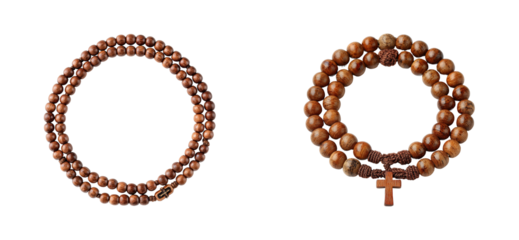 Elegant wooden prayer beads for meditation spiritual retreat natural environment cut out set png