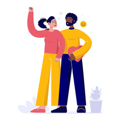 Friendship couple relationship flat vector illustration