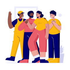 Group of people welcome join the community flat vector illustration