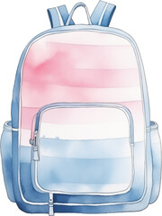 A watercolor illustration of a colorful school backpack. Perfect for school-themed graphics and children's education materials.