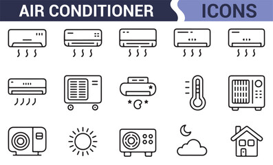 Set of Air Conditioning Icons for Business, Tech, and Home Design