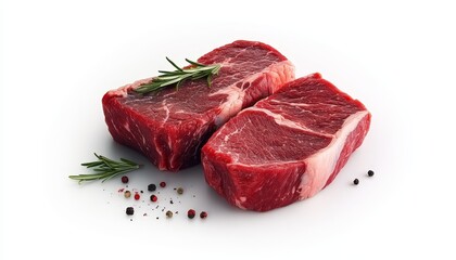 Fresh Raw Beef Steak on Cutting Board, High Angle View Isolated, Ideal for Healthy Culinary Dishes