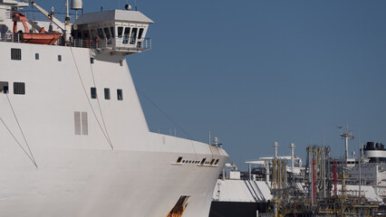 MARITIME TRANSPORT - Passenger and car ferry sail to the seaport 