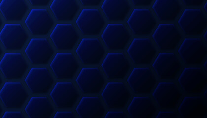 Blue hexagon pattern arranged. Dark blue digital technology background.