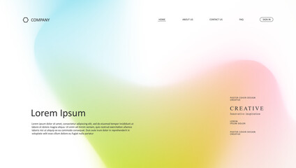 Abstract wave futuristic design of landing page. retro gradient mesh website design