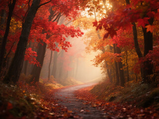 autumn forest in the morning