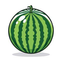 Modern Vector Illustration of Watermelon – Bold Black Outlines and Flat Colors in Contemporary Graphic Style