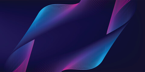 Abstract glowing wave lines on dark blue background. Dynamic wave pattern. Modern flowing wavy lines. Futuristic technology concept. Suit for banner, poster, cover, brochure, flyer, website