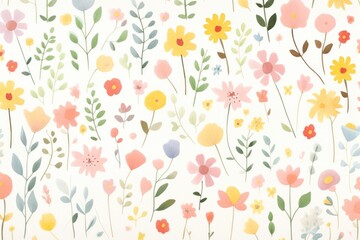 Pastel pencil texture illustration flower wallpaper pattern.