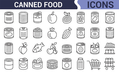 Editable Line Art Icons of Jars and Tins – Preserved Food Set